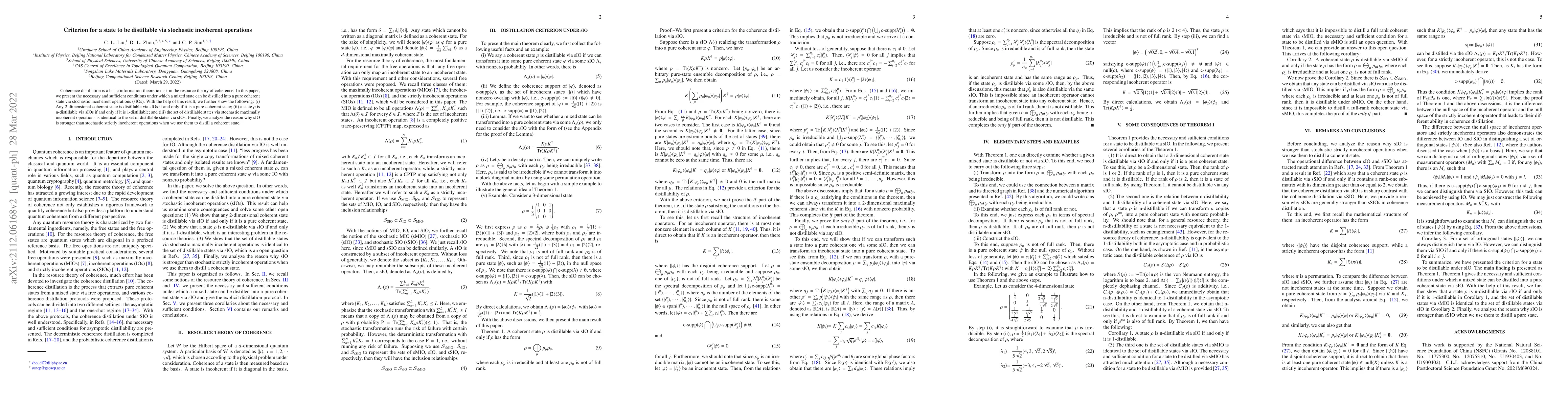 Thumbnail for Criterion for a state to be distillable via stochastic incoherent
  operations