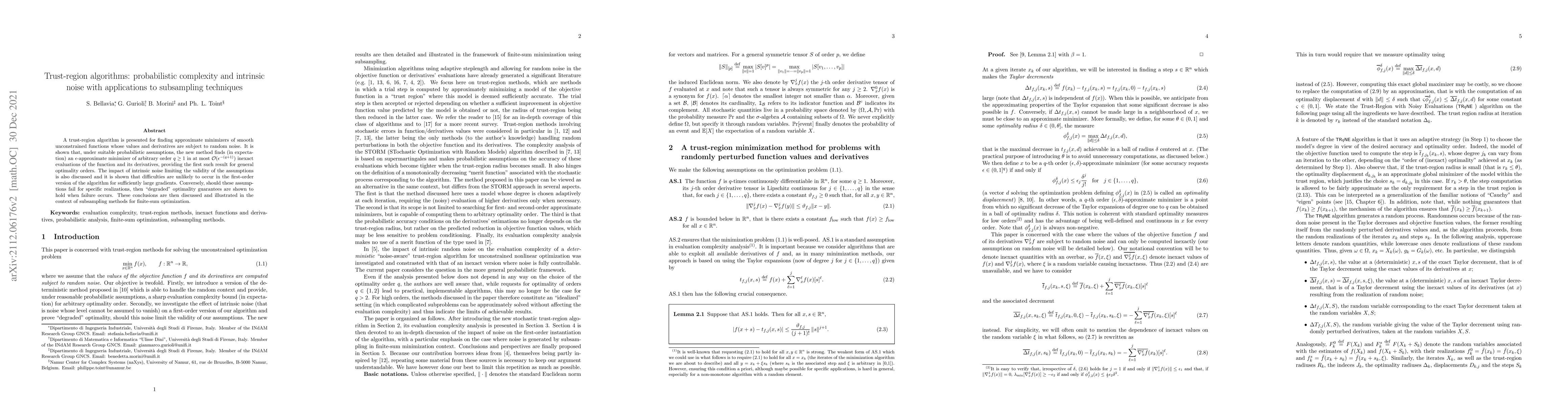 Thumbnail for Trust-region algorithms: probabilistic complexity and intrinsic noise
  with applications to subsampling techniques