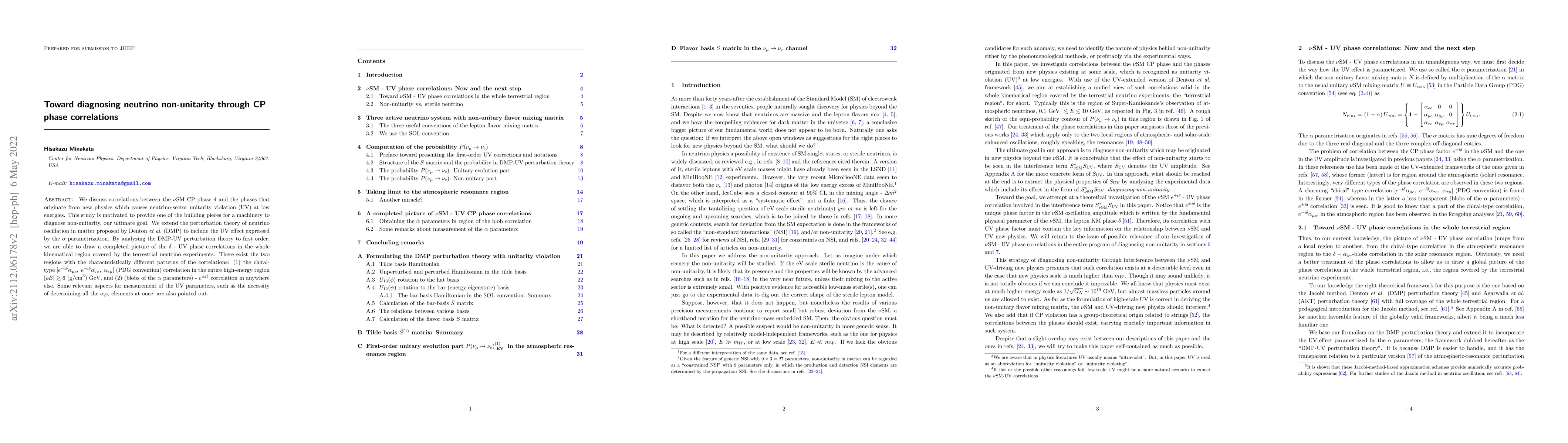 Thumbnail for Toward diagnosing neutrino non-unitarity through CP phase correlations
