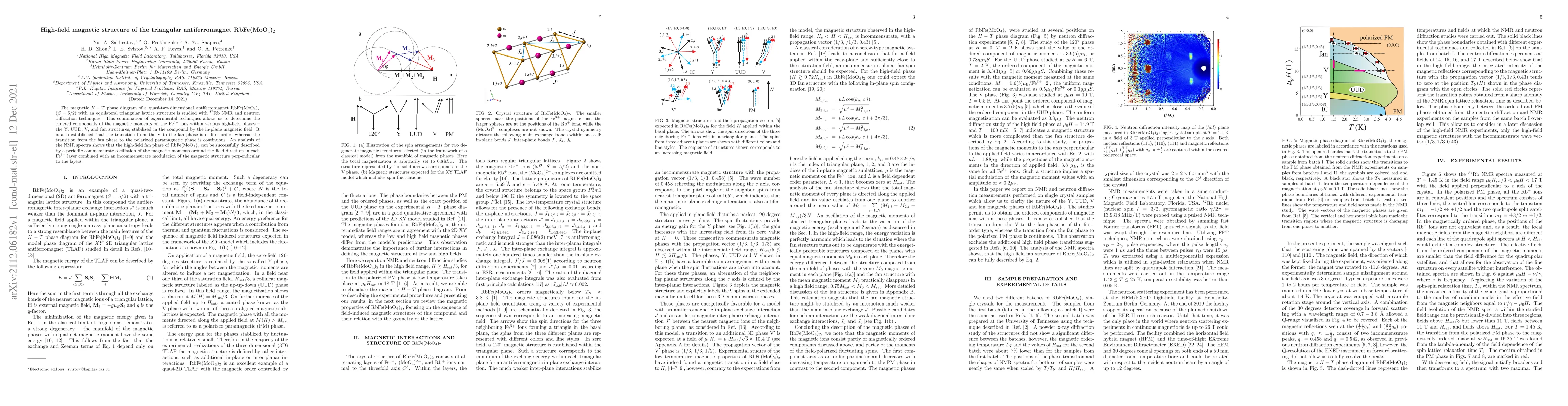 Thumbnail for High-field magnetic structure of the triangular antiferromagnet
  RbFe(MoO4)2