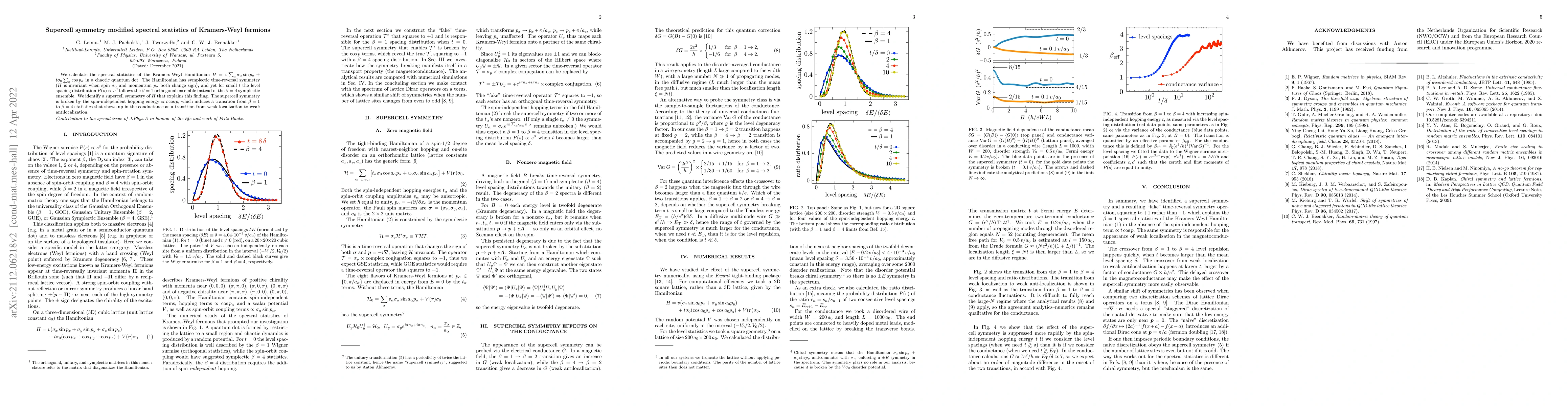 Thumbnail for Supercell symmetry modified spectral statistics of Kramers-Weyl fermions