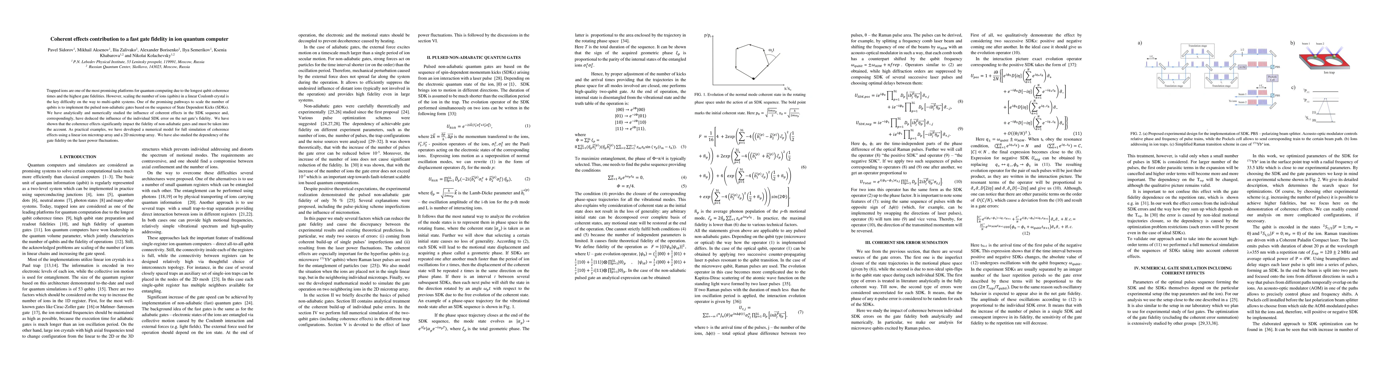 Thumbnail for Coherent effects contribution to a fast gate fidelity in ion quantum
  computer
