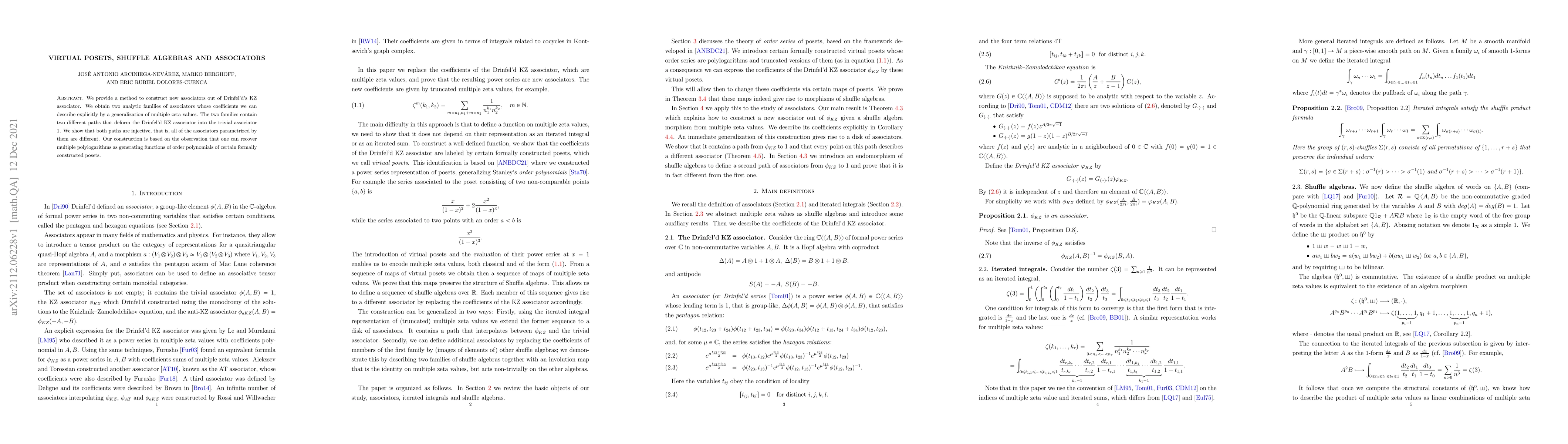 Thumbnail for Virtual posets, shuffle algebras and associators