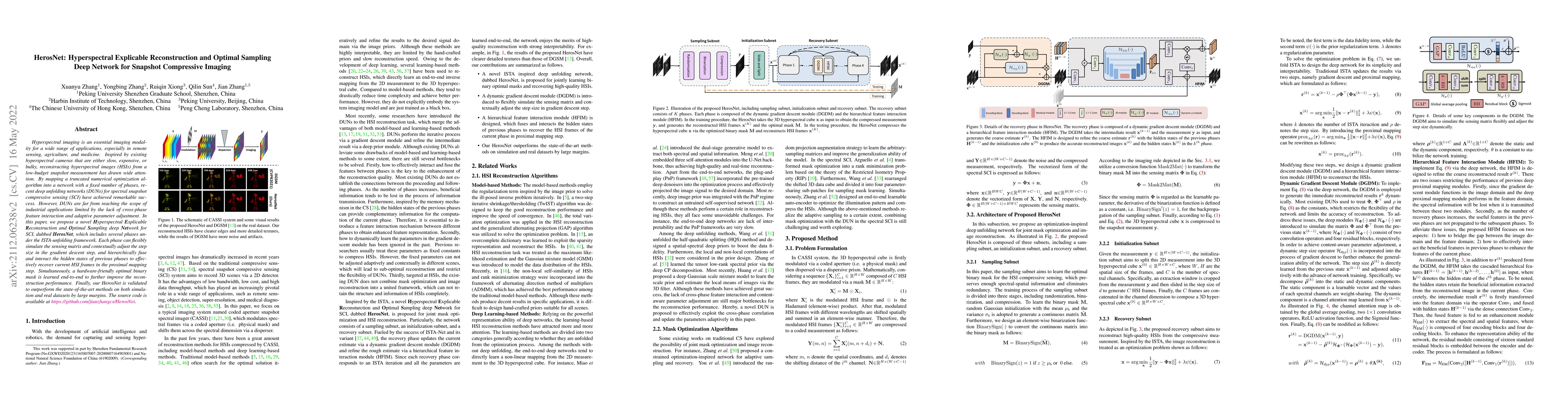 Thumbnail for HerosNet: Hyperspectral Explicable Reconstruction and Optimal Sampling
  Deep Network for Snapshot Compressive Imaging