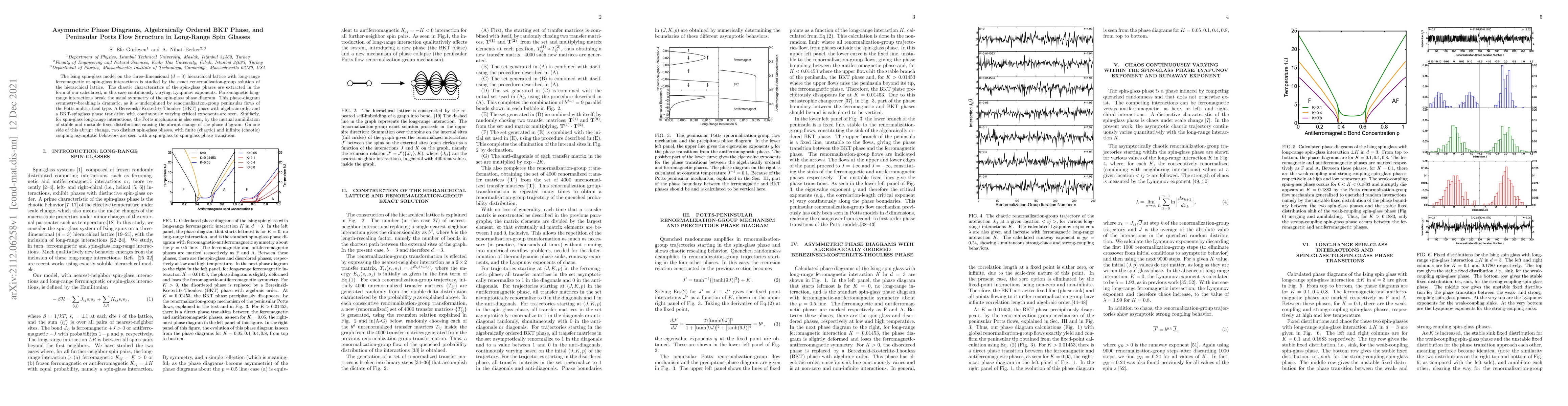 Thumbnail for Asymmetric Phase Diagrams, Algebraically Ordered BKT Phase, and
  Peninsular Potts Flow Structure in Long-Range Spin Glasses