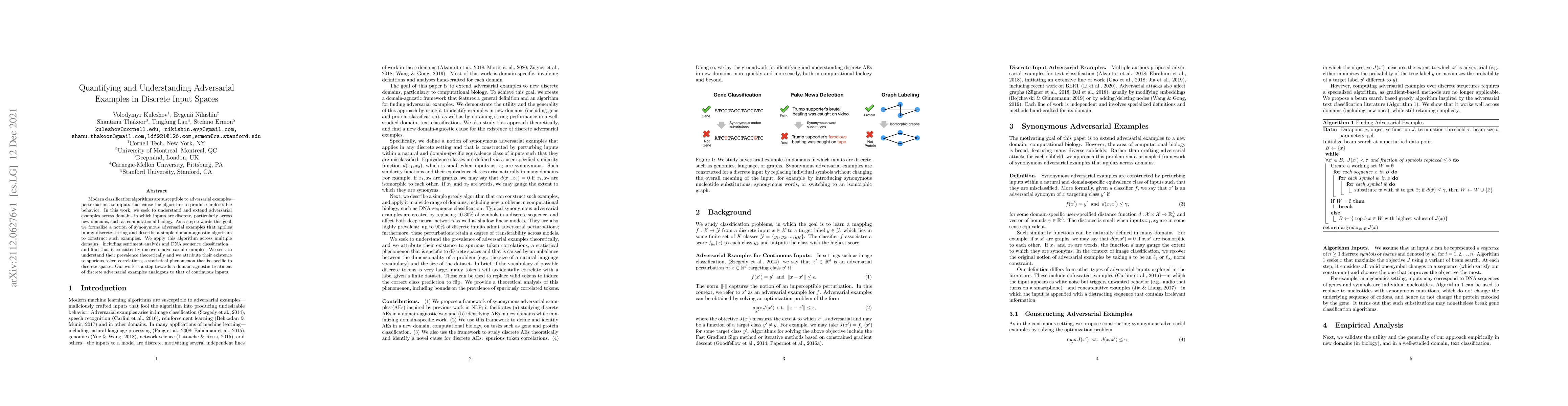 Thumbnail for Quantifying and Understanding Adversarial Examples in Discrete Input
  Spaces