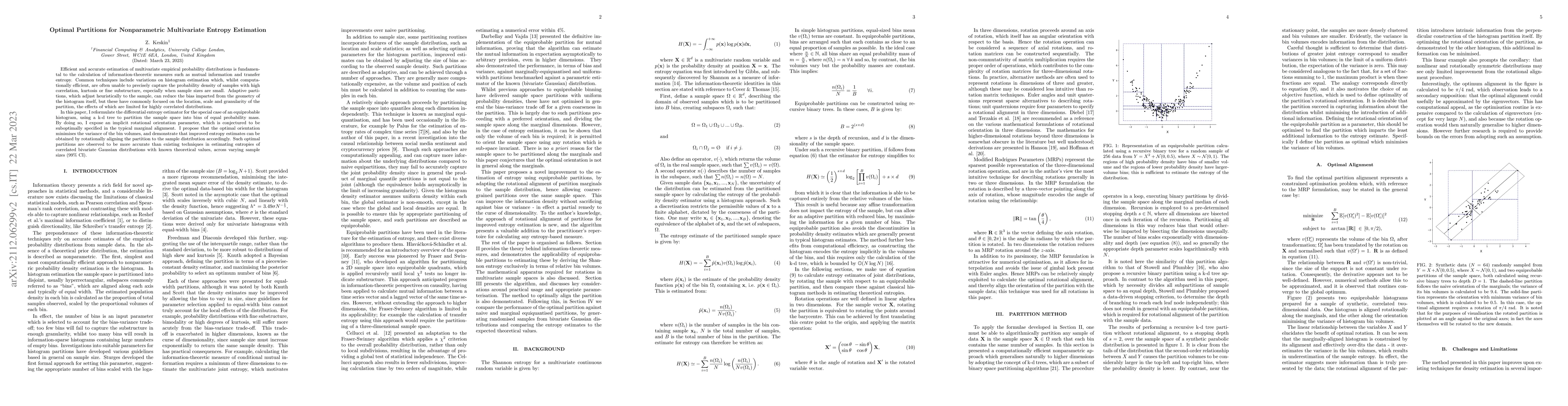 Thumbnail for Optimal Partitions for Nonparametric Multivariate Entropy Estimation