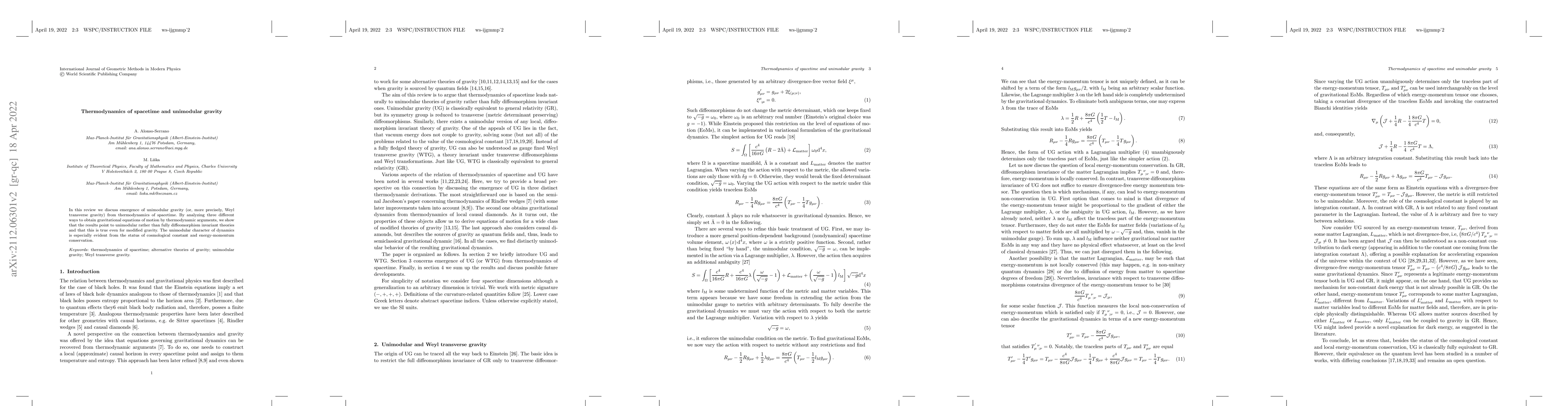 Thumbnail for Thermodynamics of spacetime and unimodular gravity