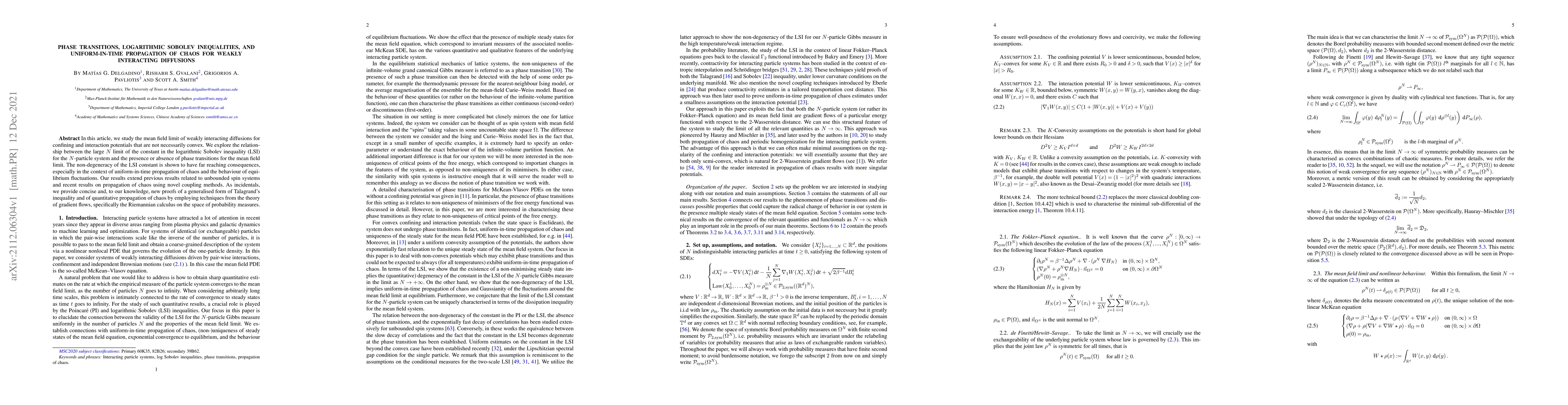Thumbnail for Phase transitions, logarithmic Sobolev inequalities, and uniform-in-time
  propagation of chaos for weakly interacting diffusions