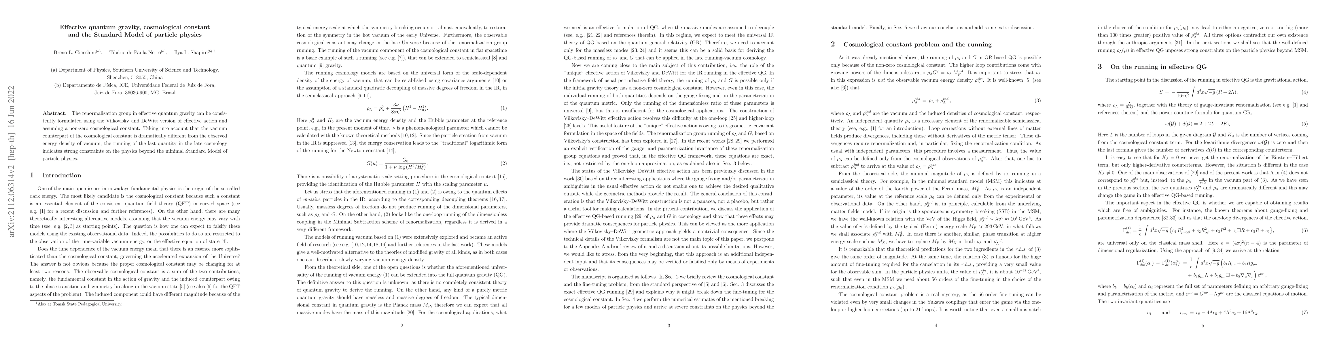 Thumbnail for Effective quantum gravity, cosmological constant and the Standard Model
  of particle physics