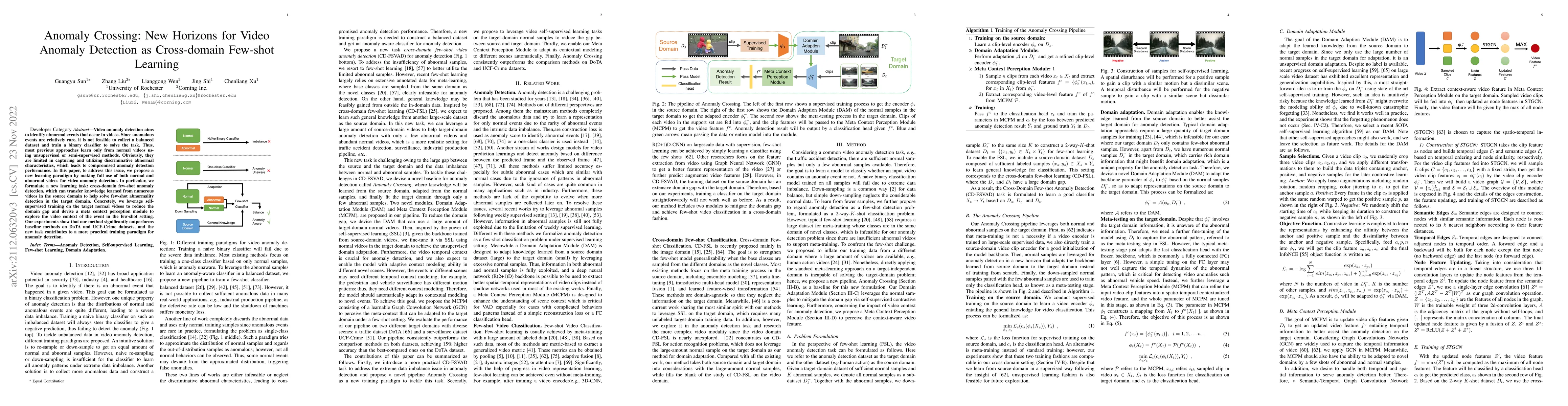 Thumbnail for Anomaly Crossing: New Horizons for Video Anomaly Detection as
  Cross-domain Few-shot Learning
