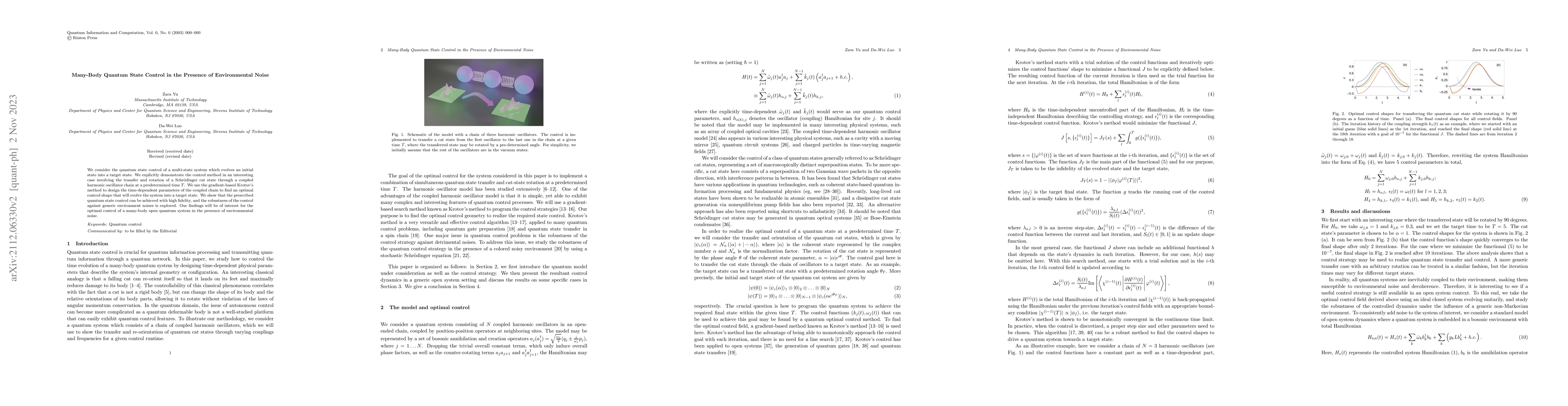 Thumbnail for Many-body quantum state control in the presence of environmental noise