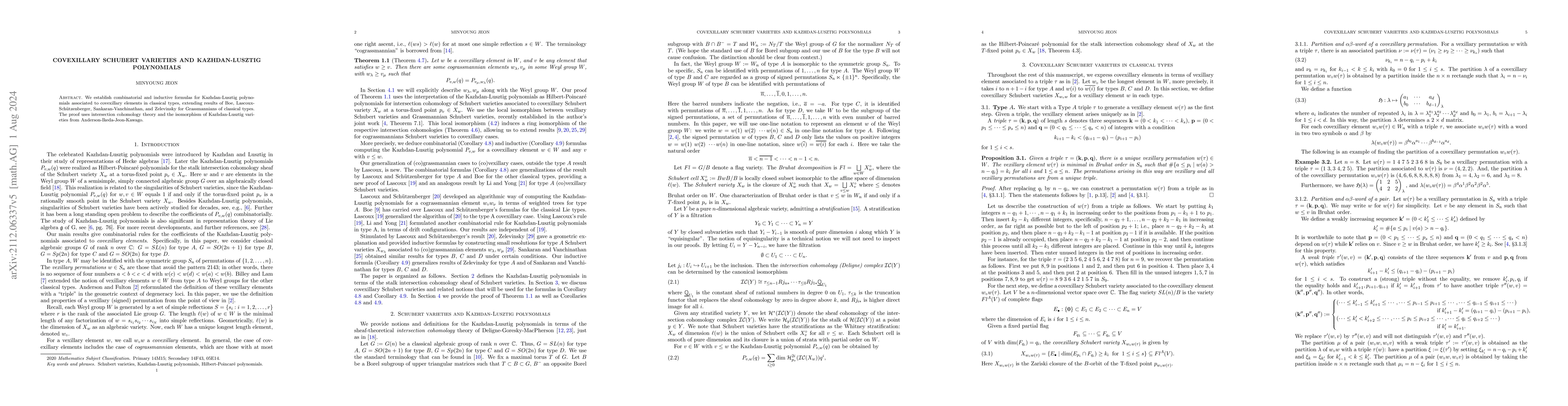 Thumbnail for Covexillary Schubert varieties and Kazhdan-Lusztig Polynomials