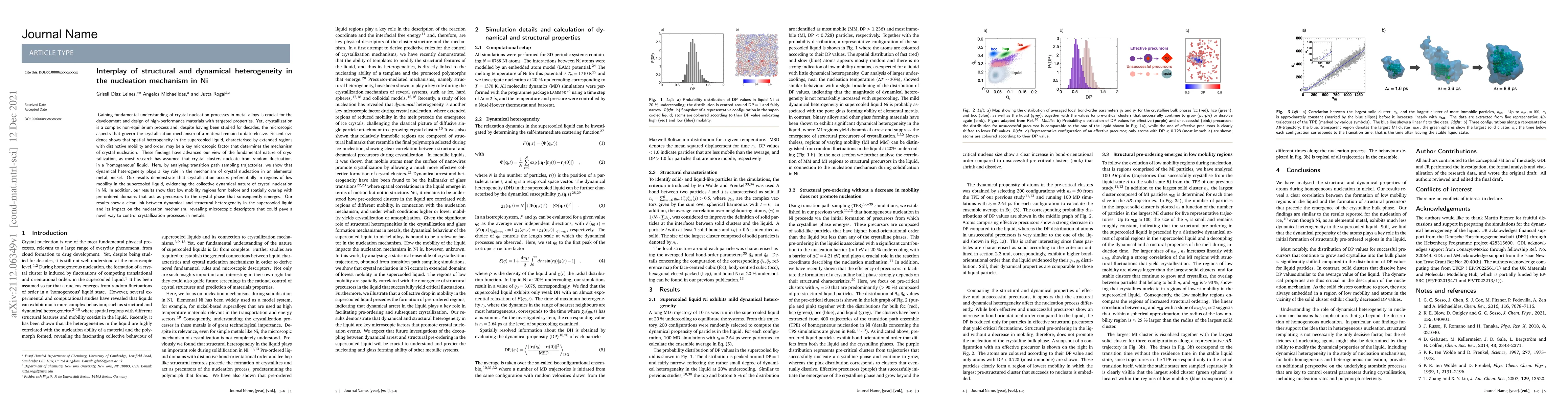 Thumbnail for Interplay of structural and dynamical heterogeneity in the nucleation
  mechanism in Ni