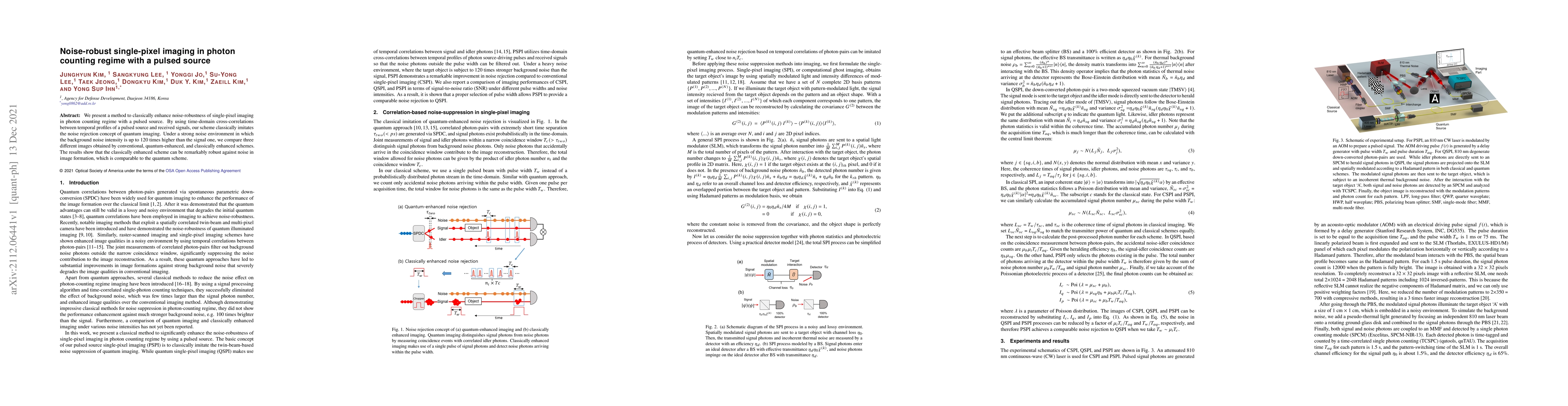 Thumbnail for Noise-robust single-pixel imaging in photon counting regime with a
  pulsed source