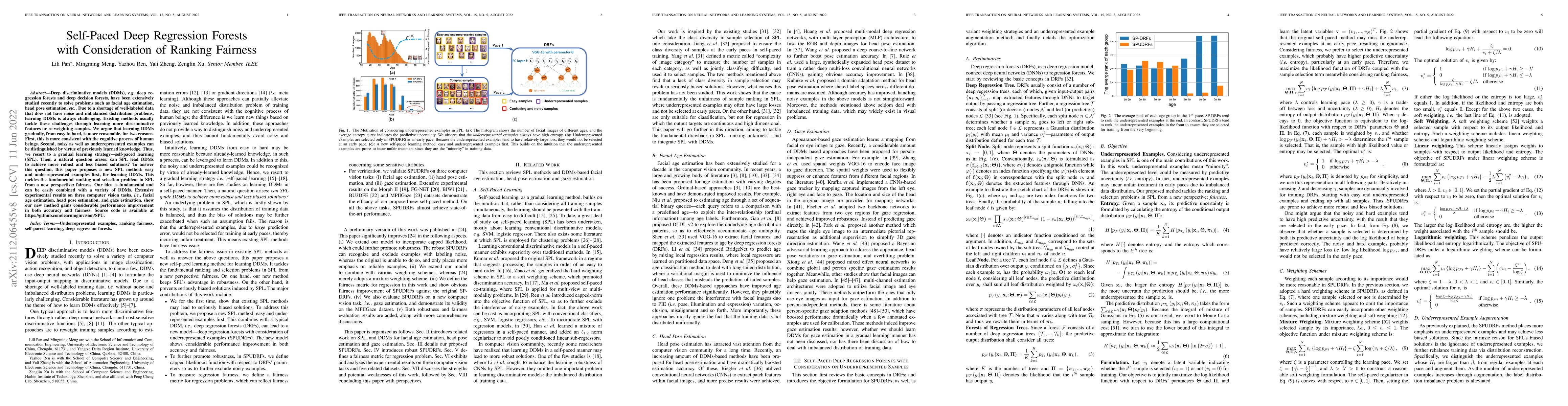 Thumbnail for Self-Paced Deep Regression Forests with Consideration of Ranking
  Fairness