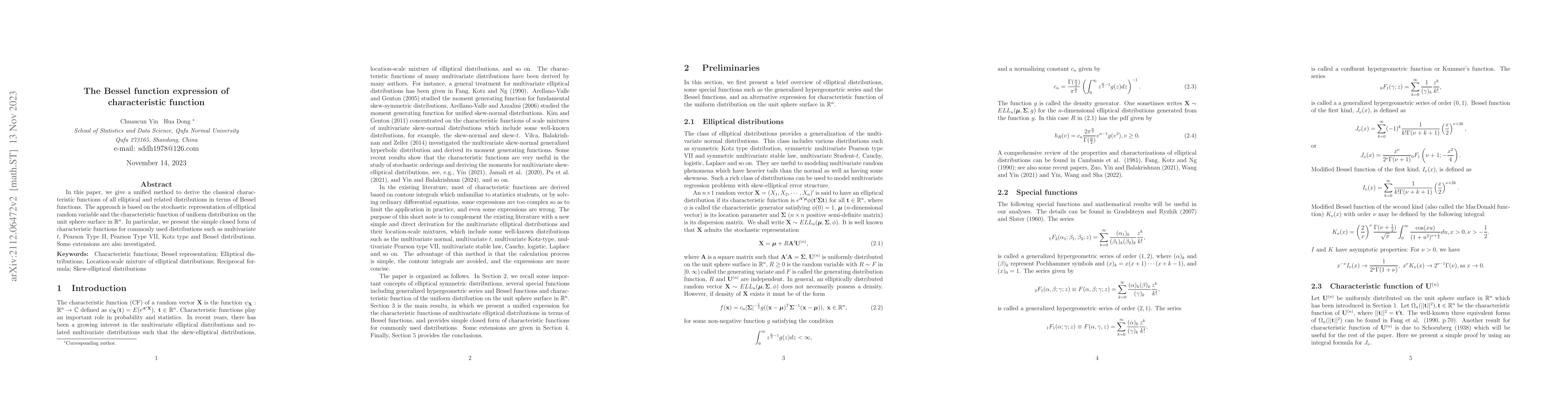 Thumbnail for The Bessel function expression of characteristic function