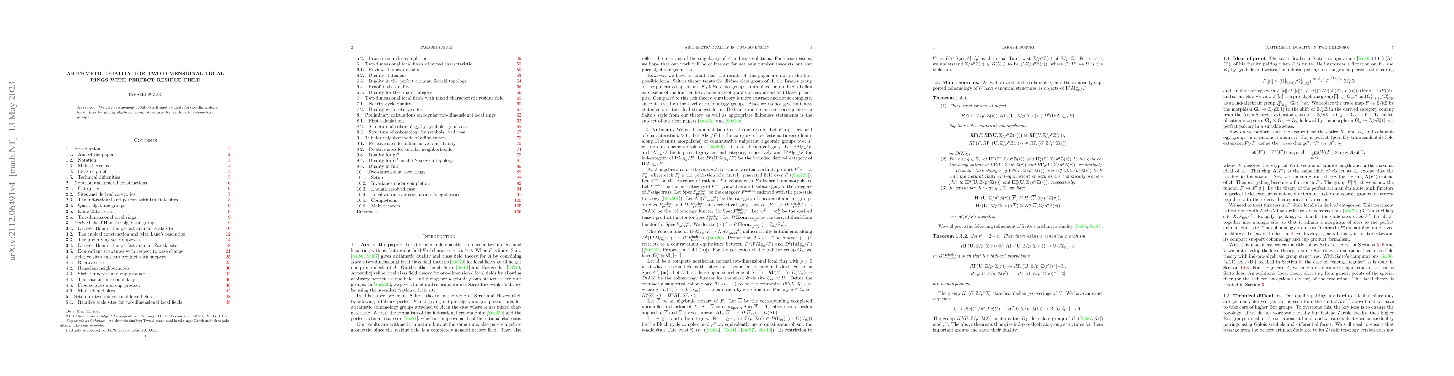 Thumbnail for Arithmetic duality for two-dimensional local rings with perfect residue
  field