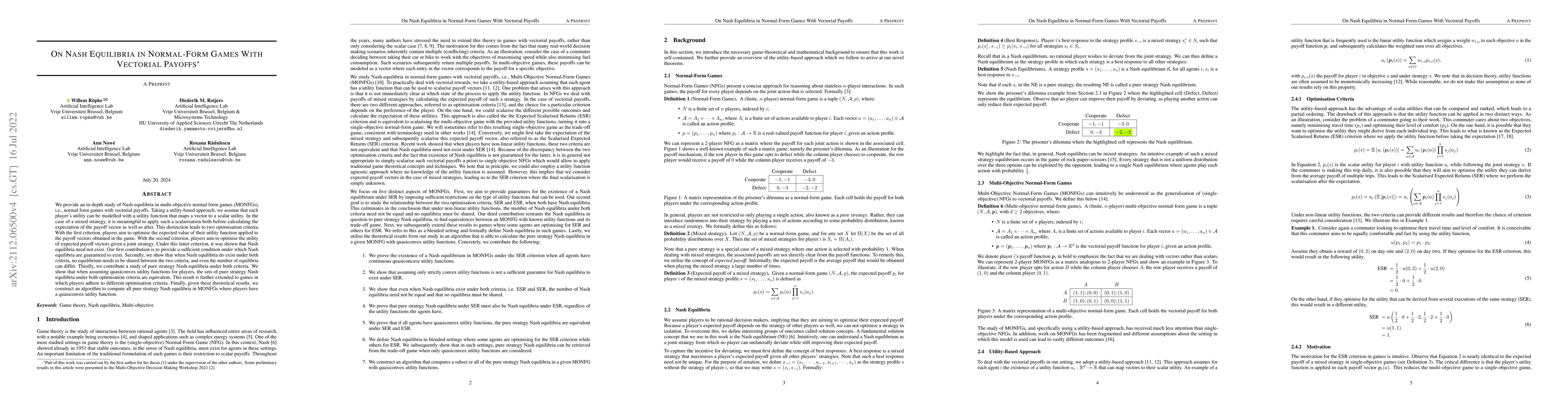 Thumbnail for On Nash Equilibria in Normal-Form Games With Vectorial Payoffs