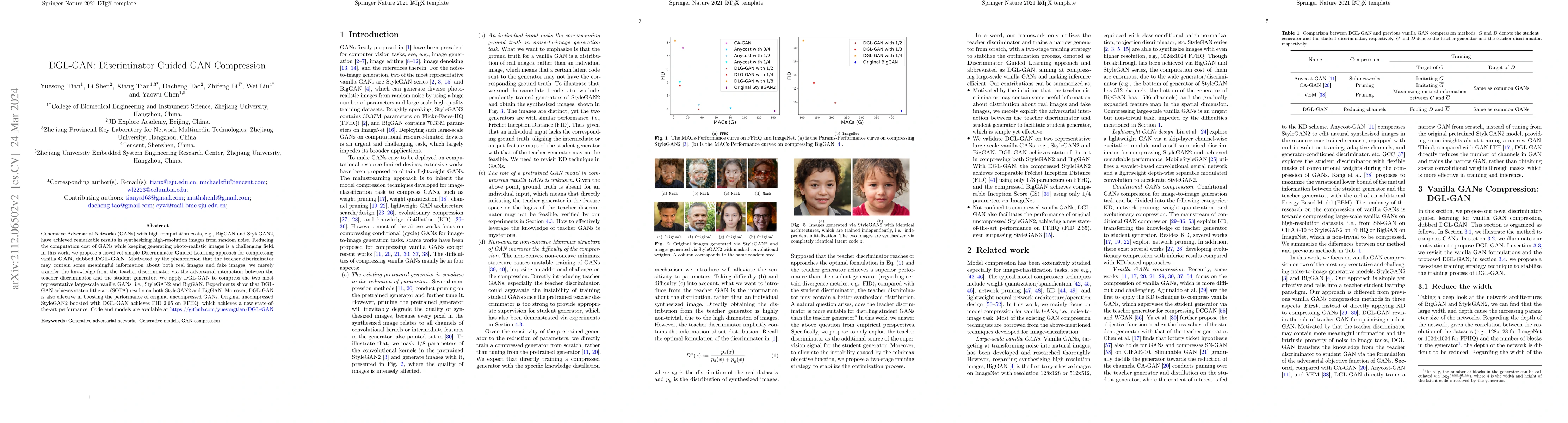 Thumbnail for DGL-GAN: Discriminator Guided Learning for GAN Compression
