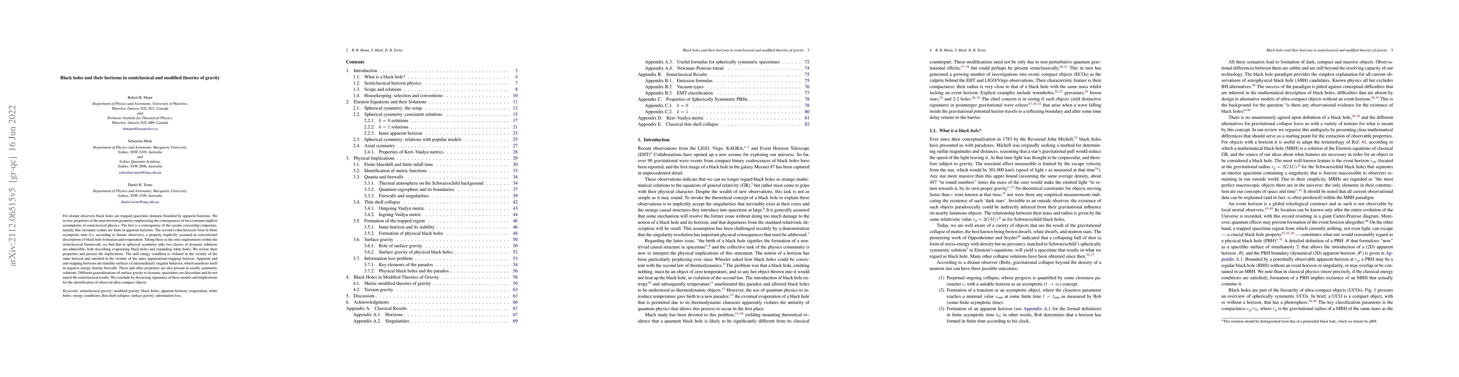 Thumbnail for Black holes and their horizons in semiclassical and modified theories of
  gravity