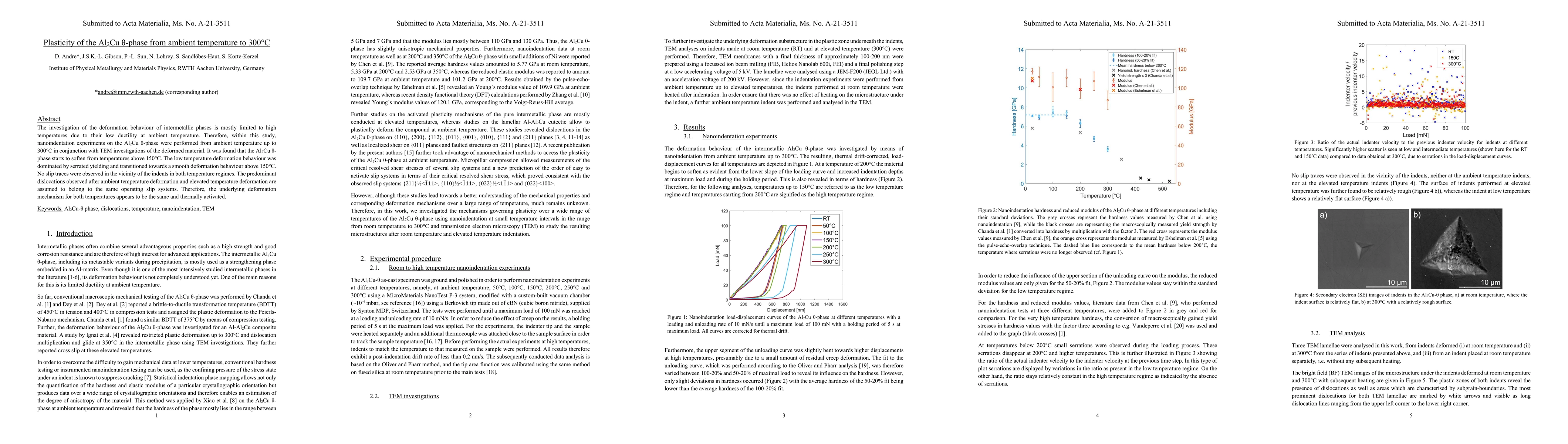 Thumbnail for Plasticity of the Al$_{2}$Cu {\theta}-phase from ambient temperature to
  300{\deg}C