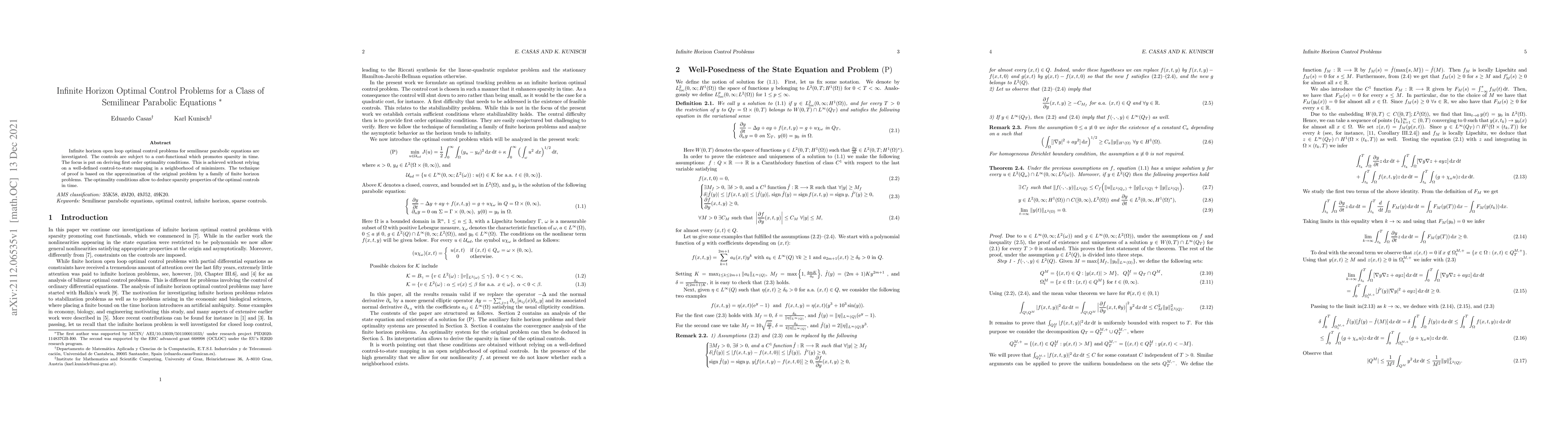 Thumbnail for Infinite Horizon Optimal Control Problems for a Class of Semilinear
  Parabolic Equations