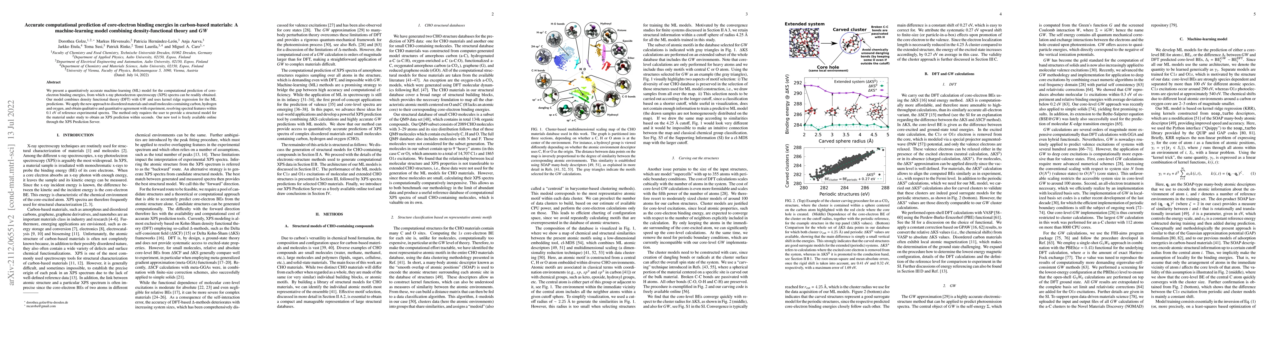 Thumbnail for Accurate computational prediction of core-electron binding energies in
  carbon-based materials: A machine-learning model combining density-functional
  theory and $\boldsymbol{GW}$