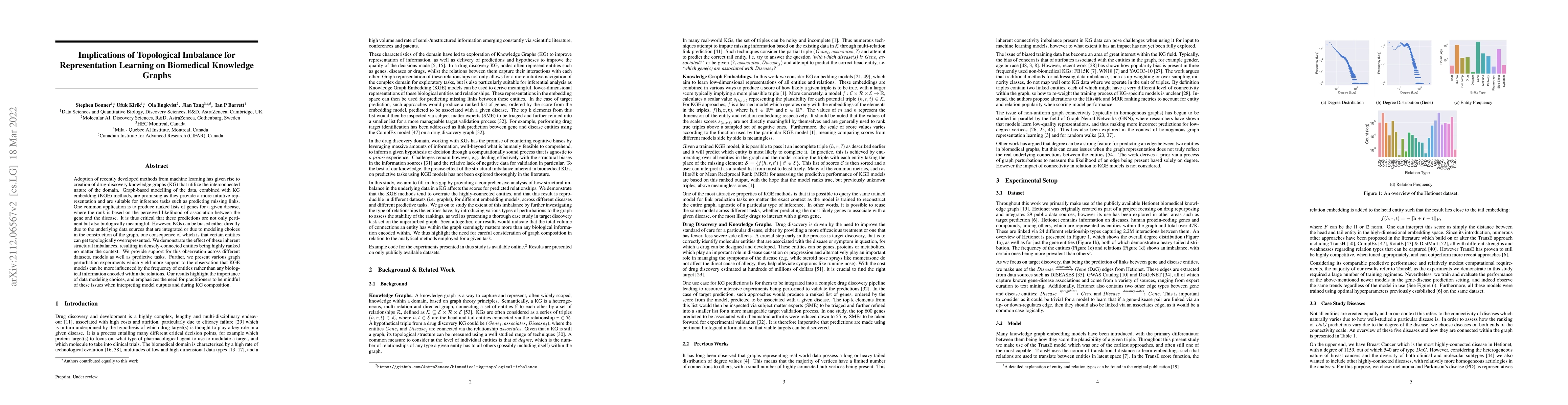 Thumbnail for Implications of Topological Imbalance for Representation Learning on
  Biomedical Knowledge Graphs