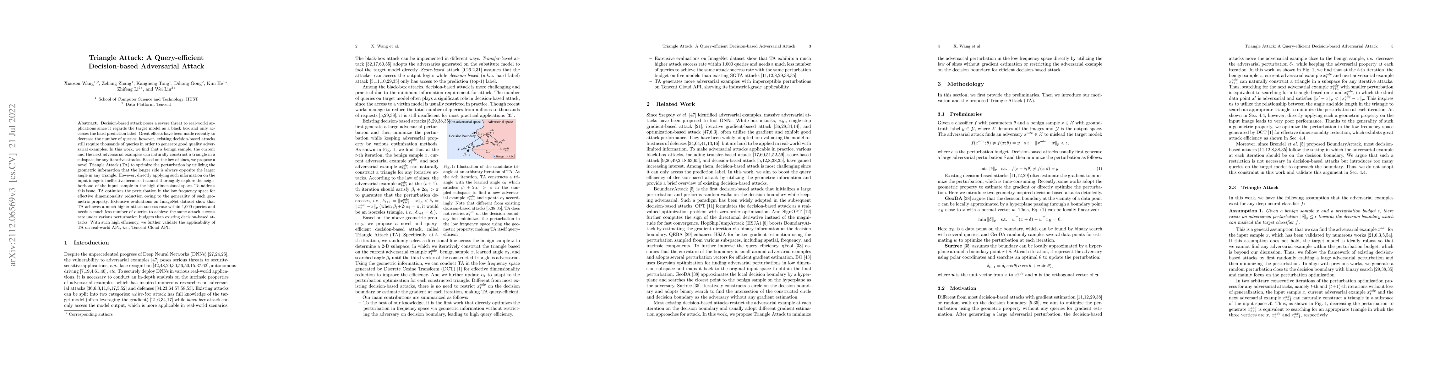 Thumbnail for Triangle Attack: A Query-efficient Decision-based Adversarial Attack