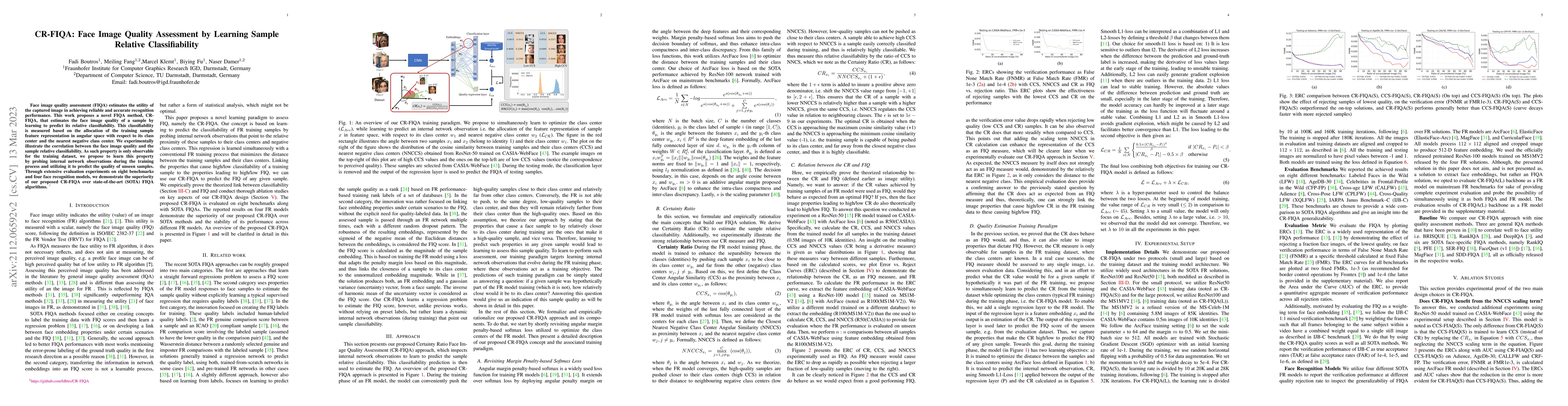 Thumbnail for CR-FIQA: Face Image Quality Assessment by Learning Sample Relative
  Classifiability