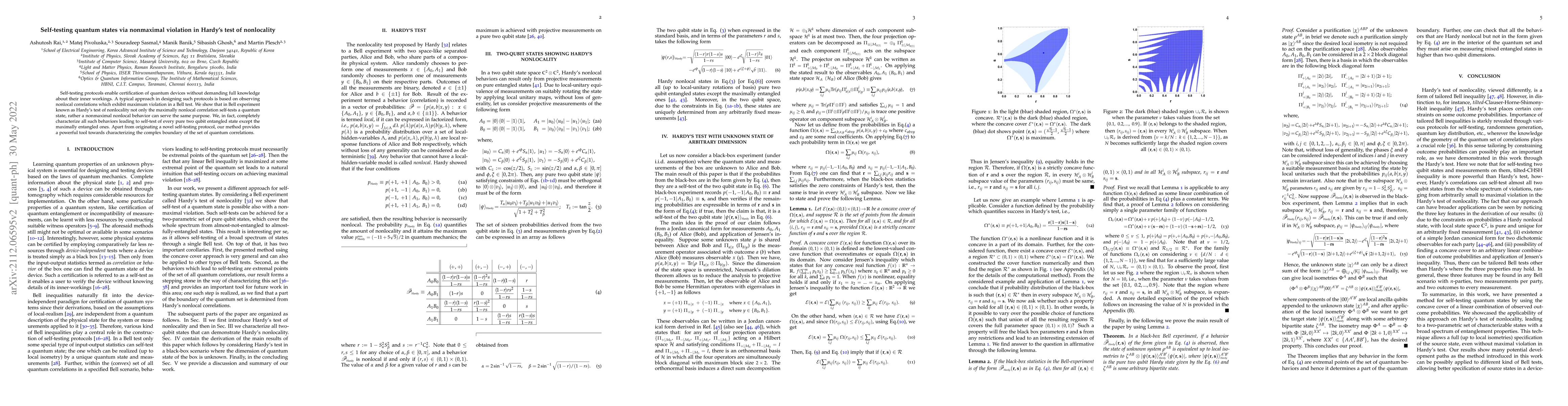 Thumbnail for Self-testing quantum states via nonmaximal violation in Hardy's test of
  nonlocality