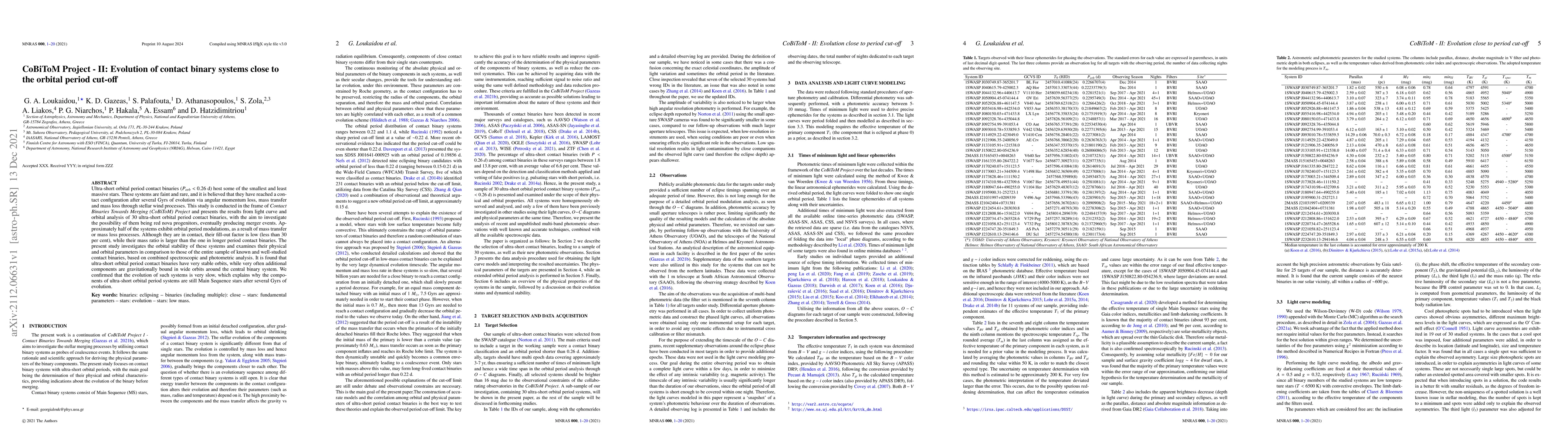 Thumbnail for CoBiToM Project -- II: Evolution of contact binary systems close to the
  orbital period cut-off