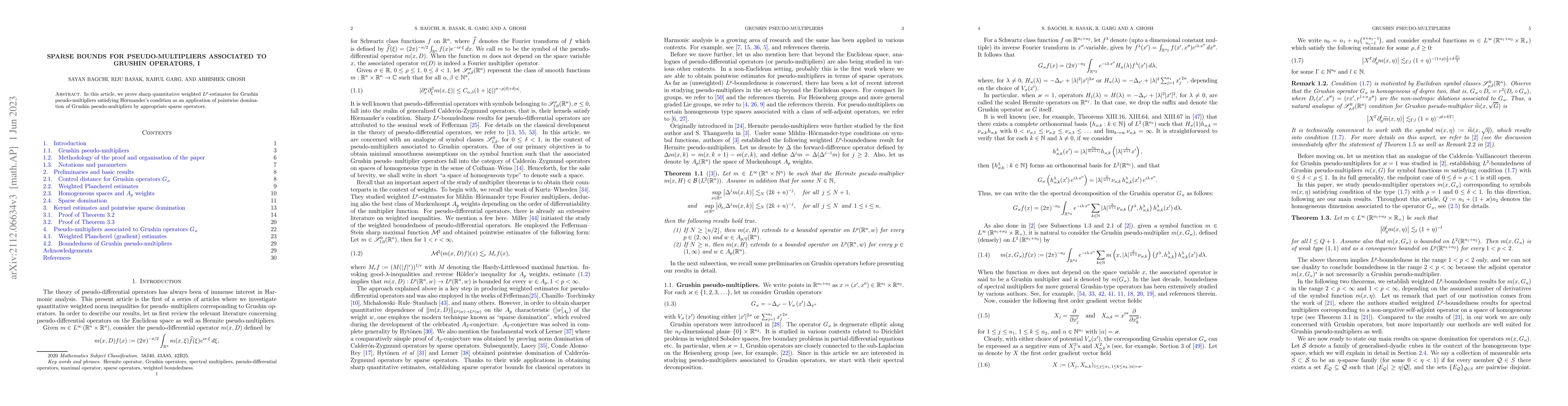 Thumbnail for Sparse bounds for pseudo-multipliers associated to Grushin operators, I