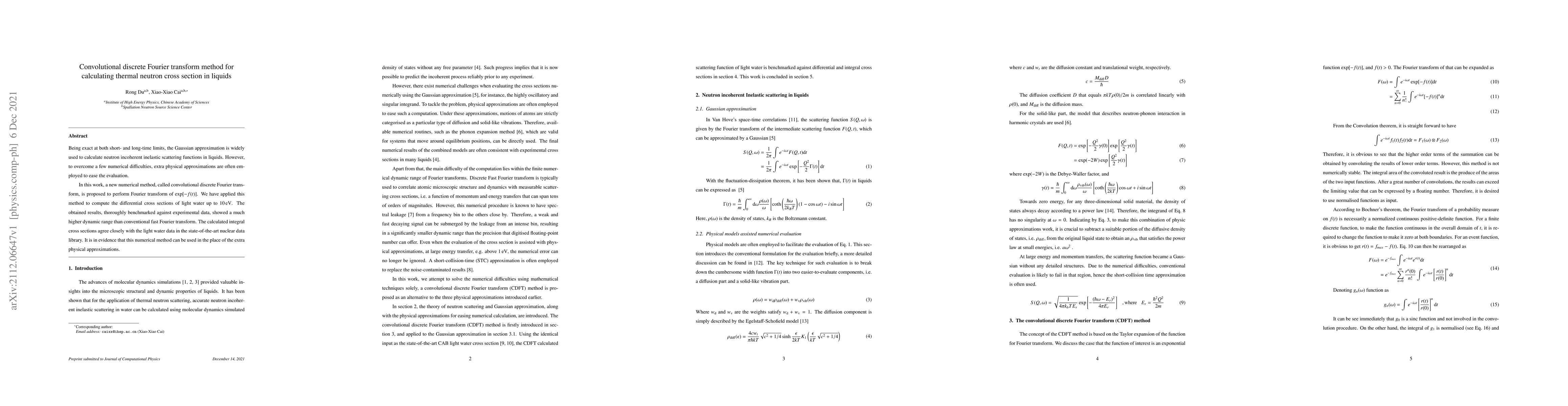 Thumbnail for Convolutional discrete Fourier transform method for calculating thermal
  neutron cross section in liquids