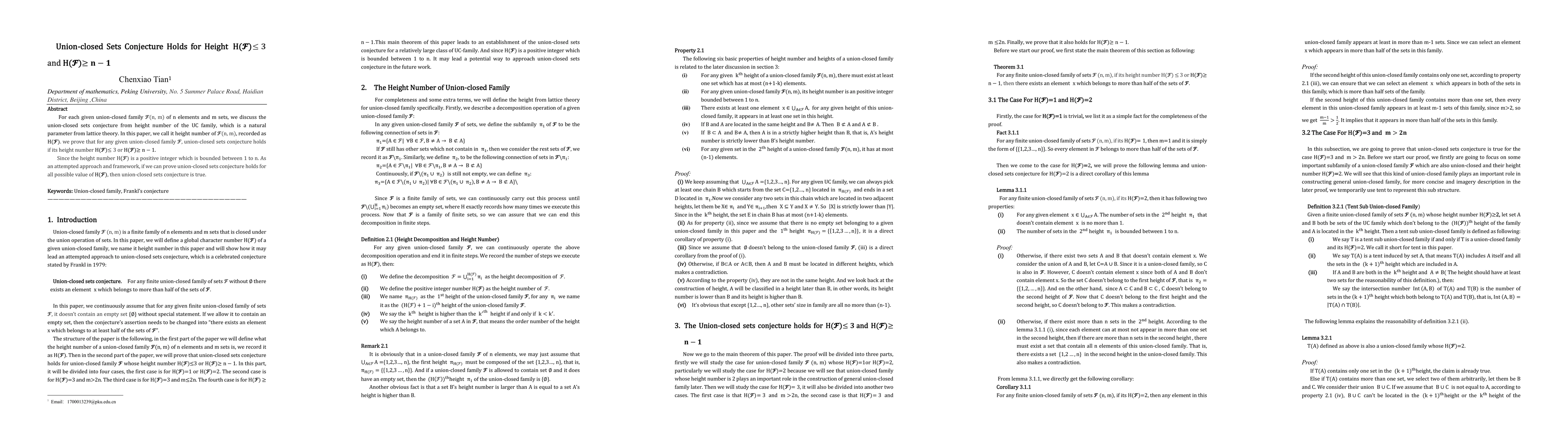 Thumbnail for Union-closed Sets Conjecture Holds for Height No More Than 3 and Height
  No Less Than N-1