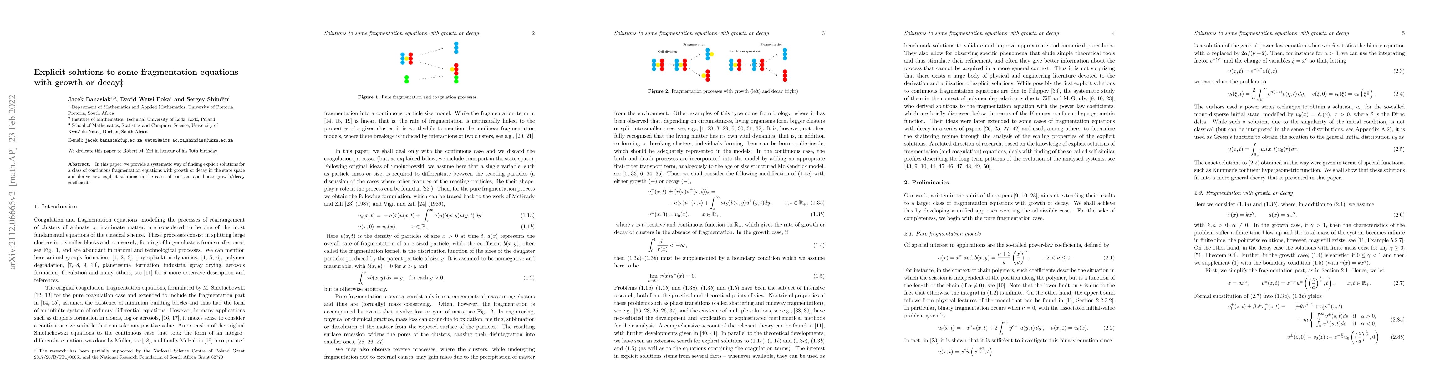 Thumbnail for Explicit solutions to some fragmentation equations with growth or decay