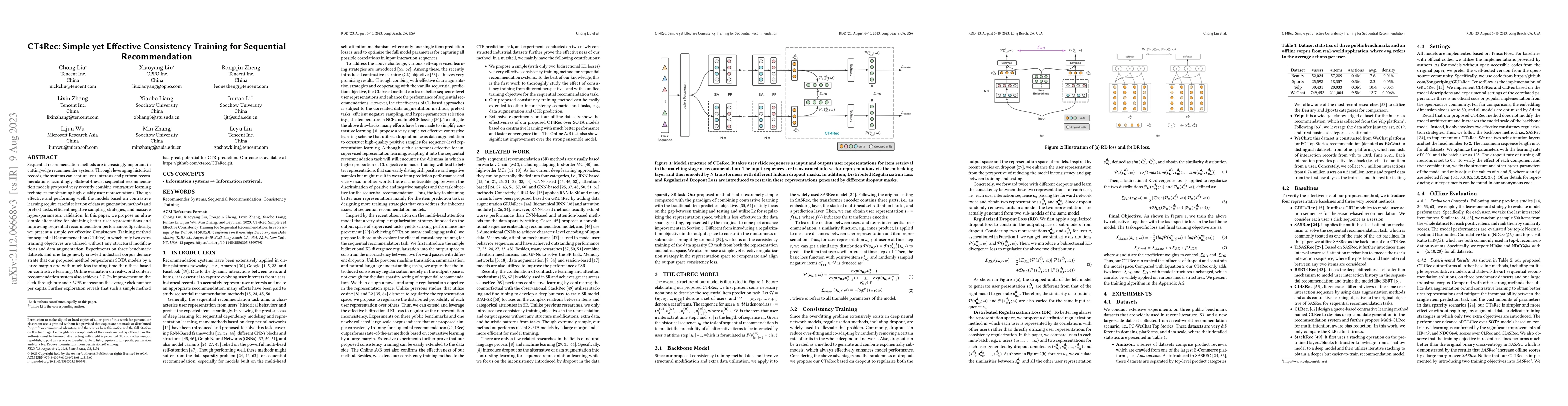 Thumbnail for CT4Rec: Simple yet Effective Consistency Training for Sequential
  Recommendation