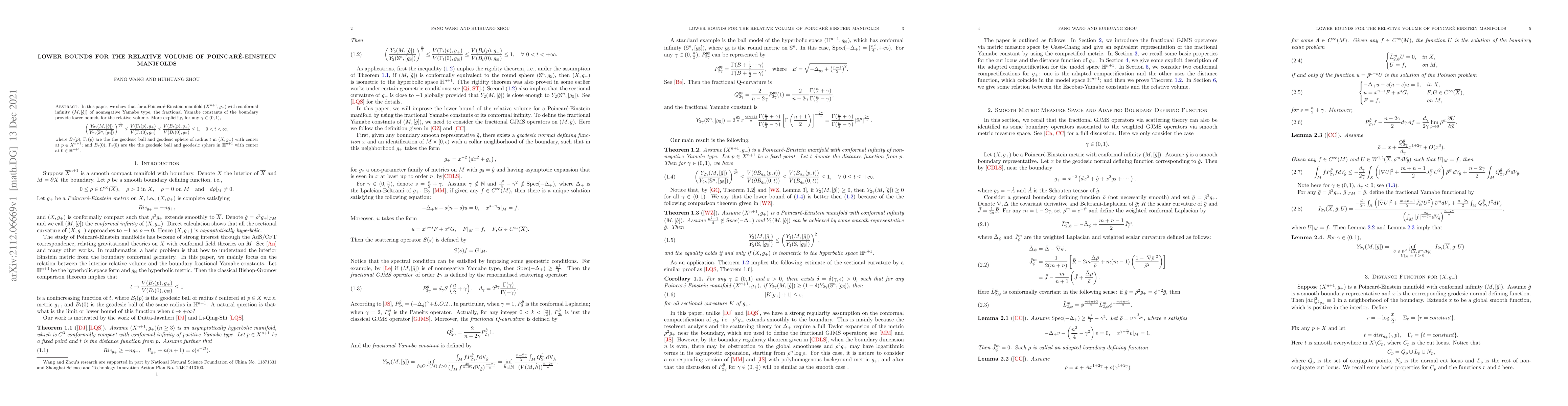 Thumbnail for Lower Bounds for the Relative Volume of Poincare-Einstein Manifolds