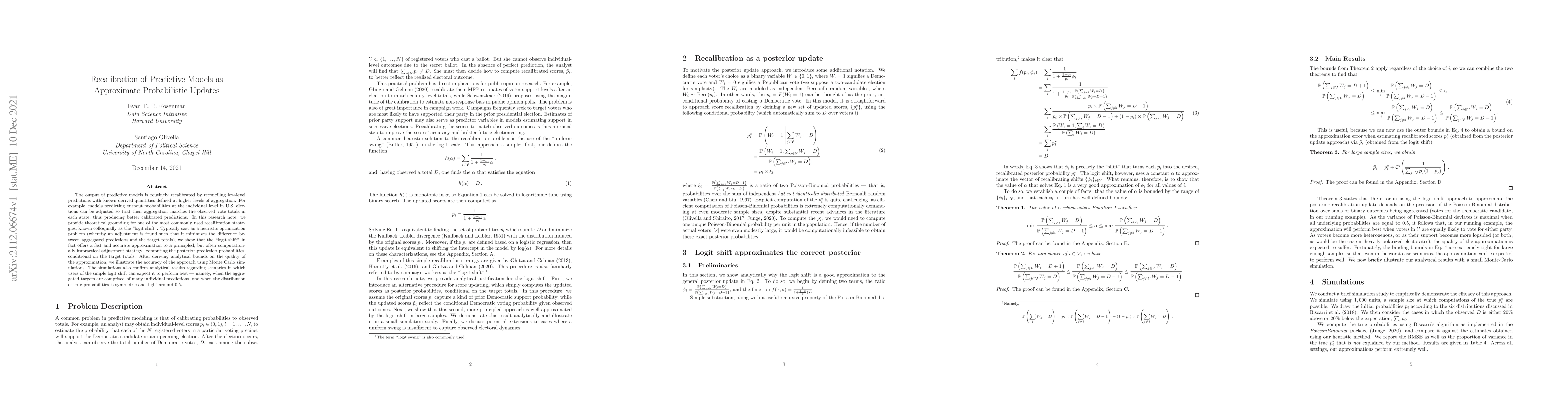 Thumbnail for Recalibration of Predictive Models as Approximate Probabilistic Updates