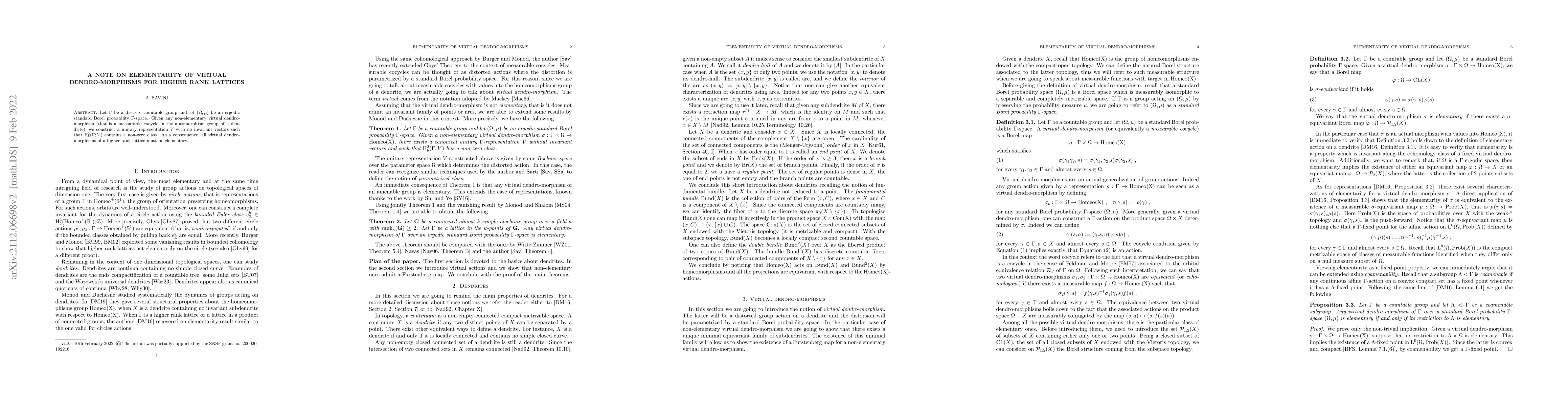 Thumbnail for A Note on elementarity of virtual dendro-morphisms for higher rank
  lattices