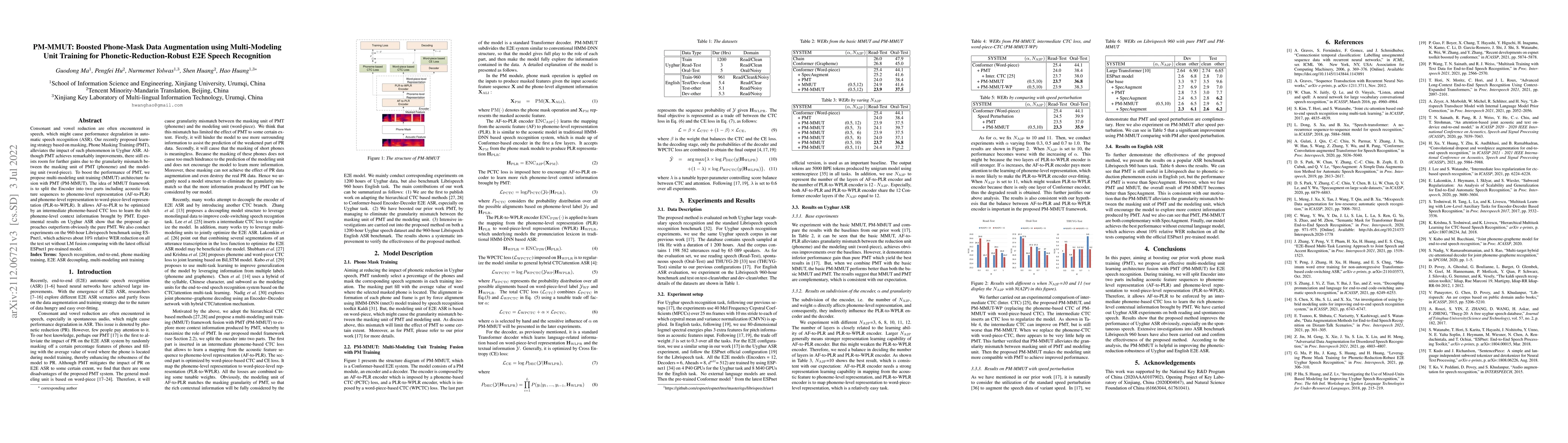 Thumbnail for PM-MMUT: Boosted Phone-Mask Data Augmentation using Multi-Modeling Unit
  Training for Phonetic-Reduction-Robust E2E Speech Recognition