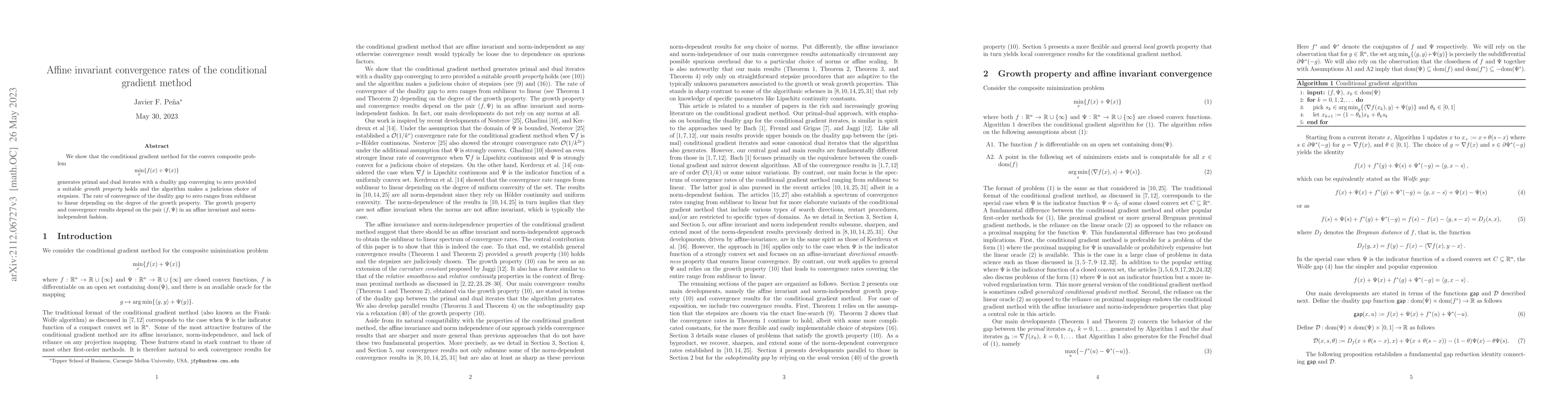 Thumbnail for Affine invariant convergence rates of the conditional gradient method