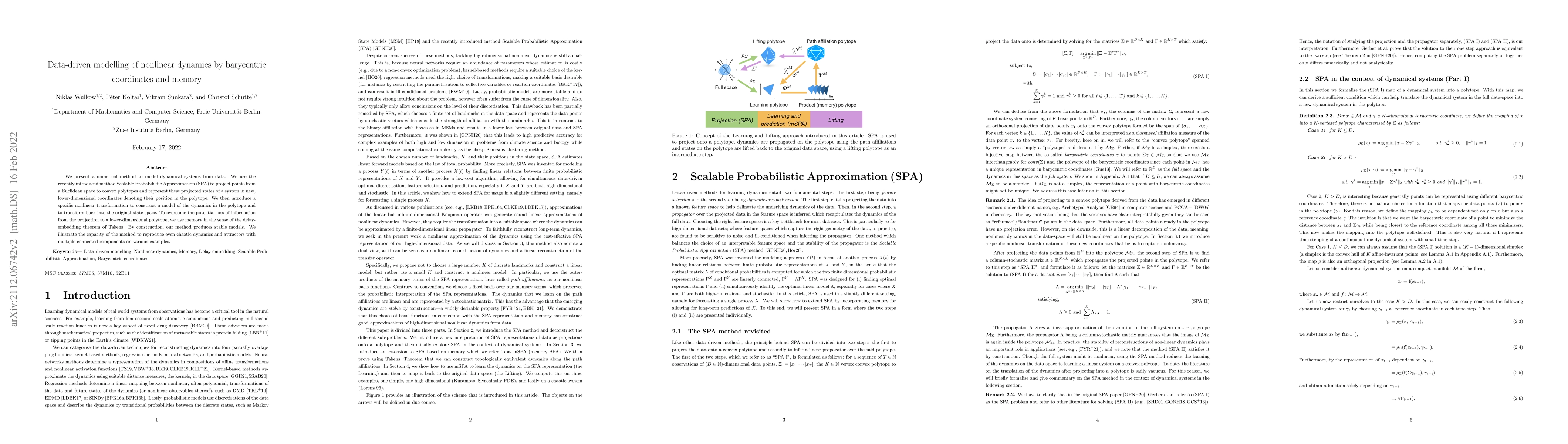 Thumbnail for Data-driven modelling of nonlinear dynamics by barycentric coordinates
  and memory