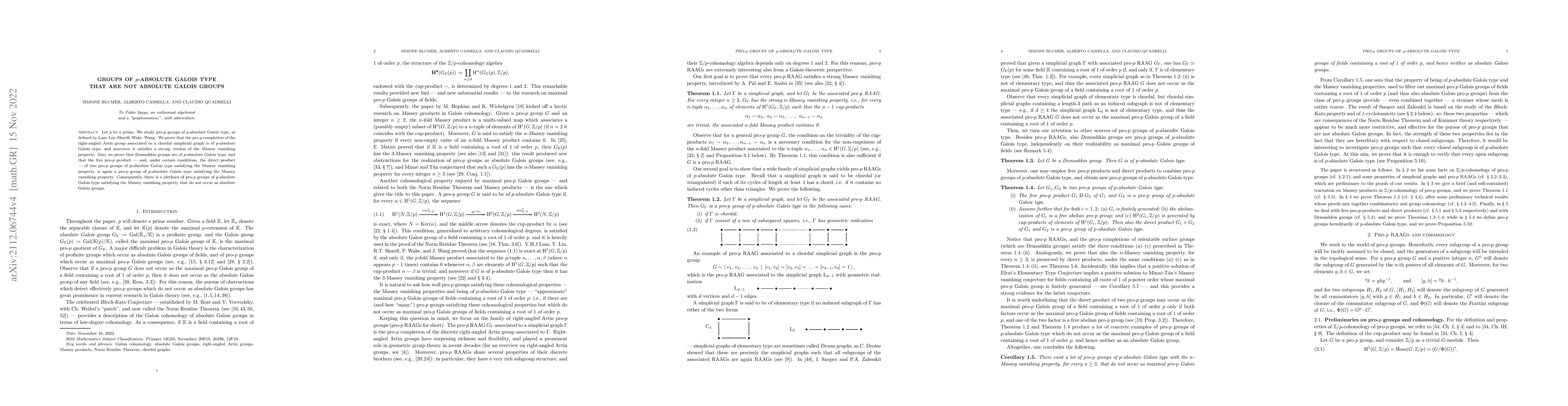 Thumbnail for Groups of p-absolute Galois type that are not absolute Galois groups