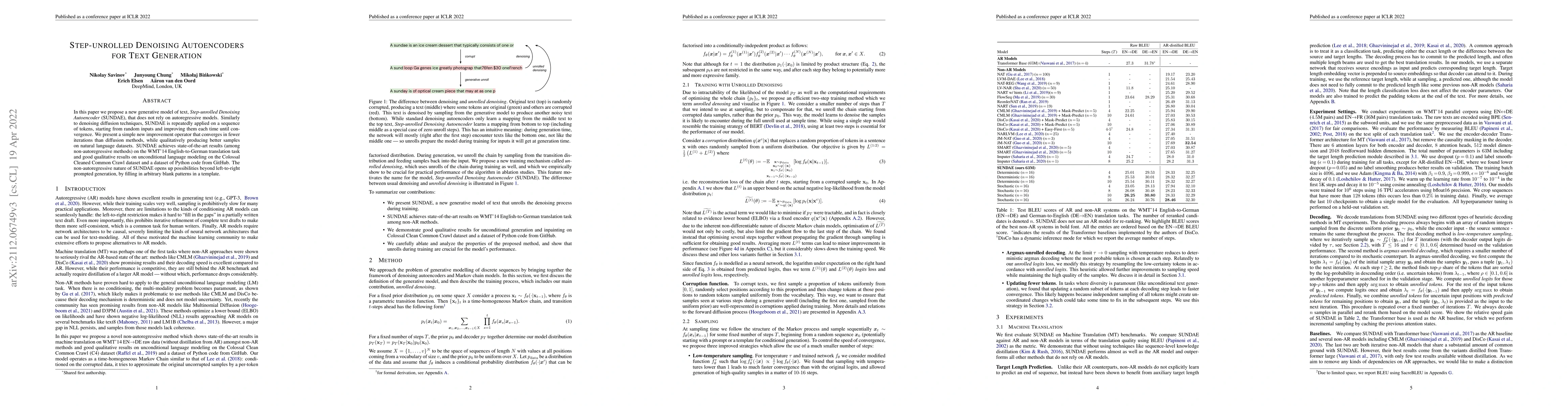 Thumbnail for Step-unrolled Denoising Autoencoders for Text Generation