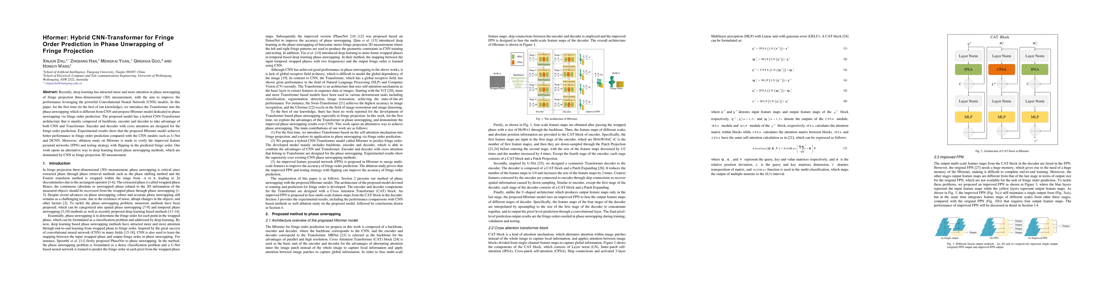 Thumbnail for Hformer: Hybrid CNN-Transformer for Fringe Order Prediction in Phase
  Unwrapping of Fringe Projection