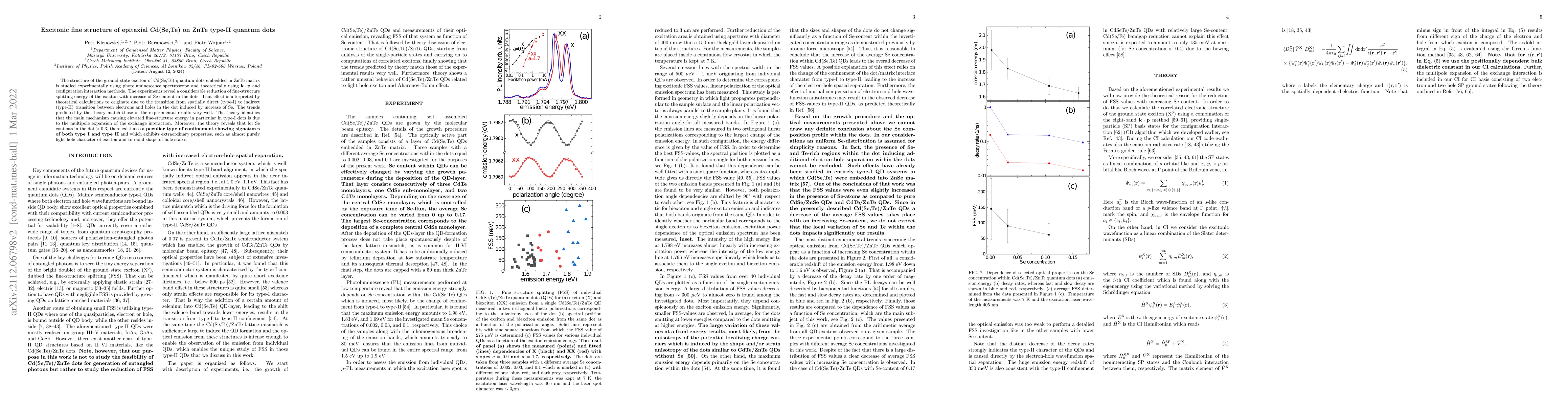 Thumbnail for Excitonic fine structure of epitaxial Cd(Se,Te) on ZnTe type-II quantum
  dots