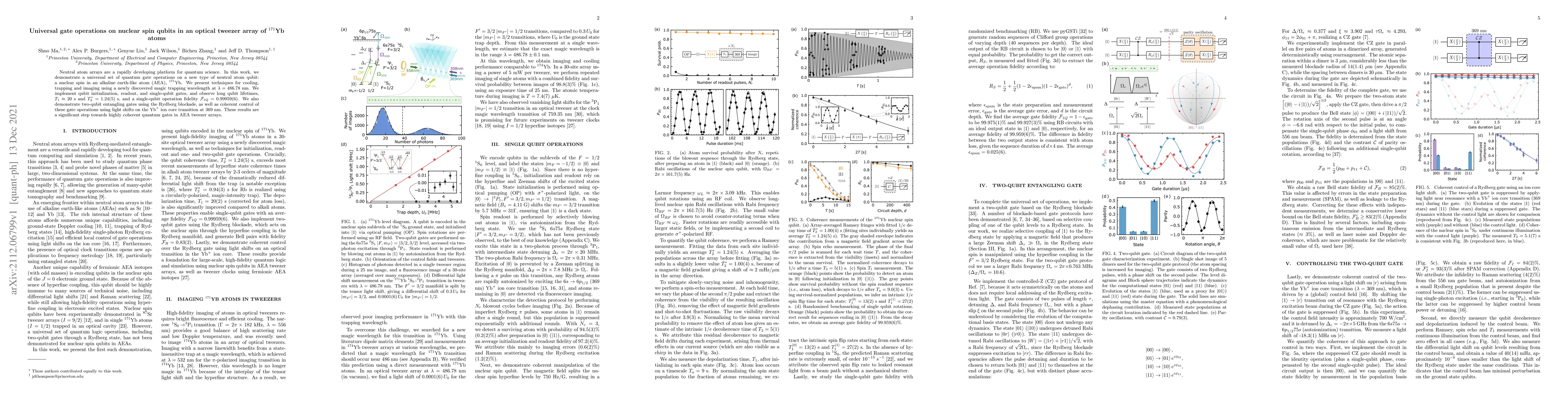 Thumbnail for Universal gate operations on nuclear spin qubits in an optical tweezer
  array of $^{171}$Yb atoms