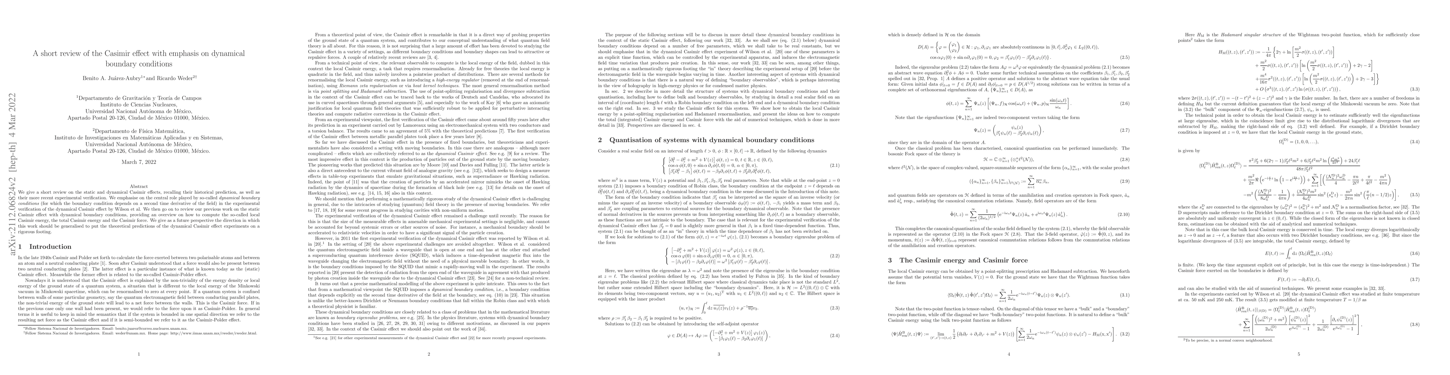 Thumbnail for A short review of the Casimir effect with emphasis on dynamical boundary
  conditions